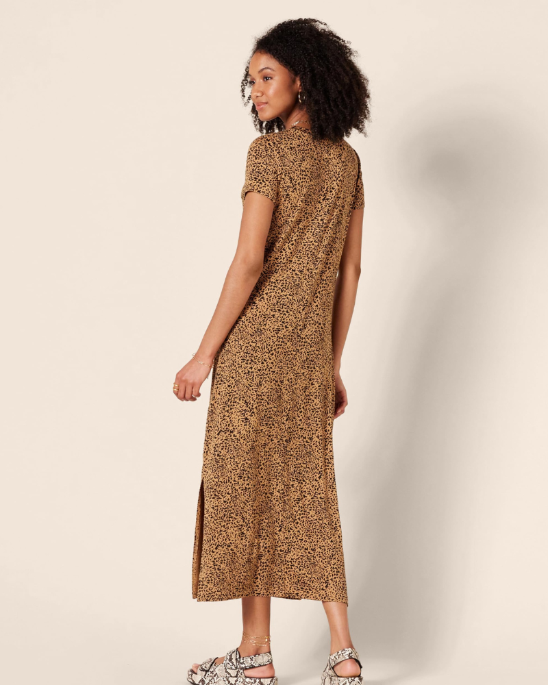 Sofia Vestito Midi Donna – Jersey Viscosa, Scollo a V & T-Shirt Dress con Spacchi