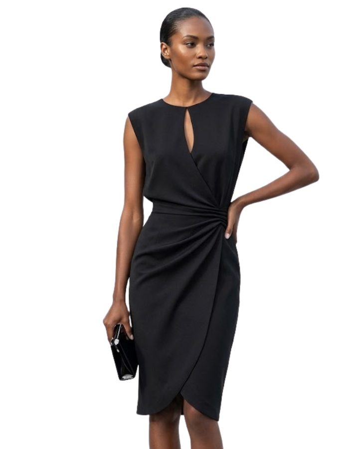 Gaia Rochie Midi Elegantă pentru Femei – Rochie cu Decolteu în Formă de Picătură și Drapaj Lateral
