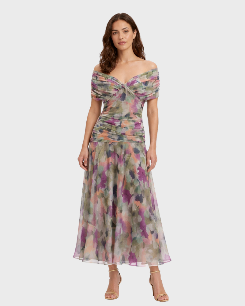 Dámské maxi šaty Dina Abito Boho elegantní – šaty s překříženým výstřihem a plisovanou sukní