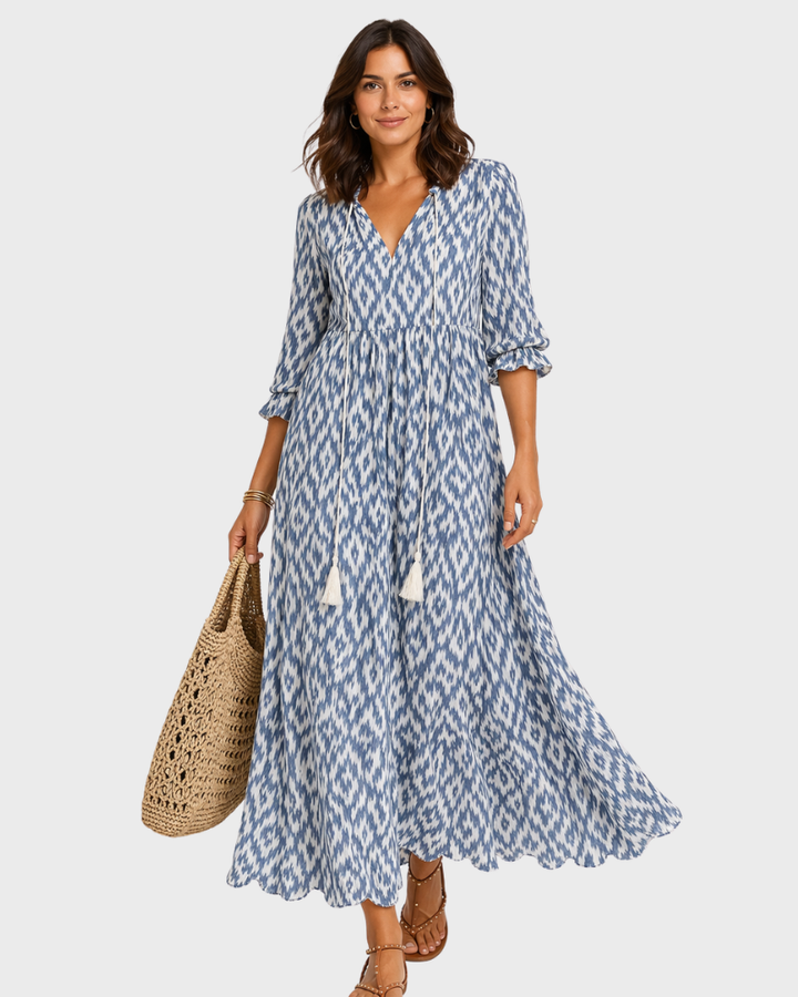 Nillie Damen Langkleid – Boho-Stil, Leichter Stoff & Fließender Sommer-Schnitt