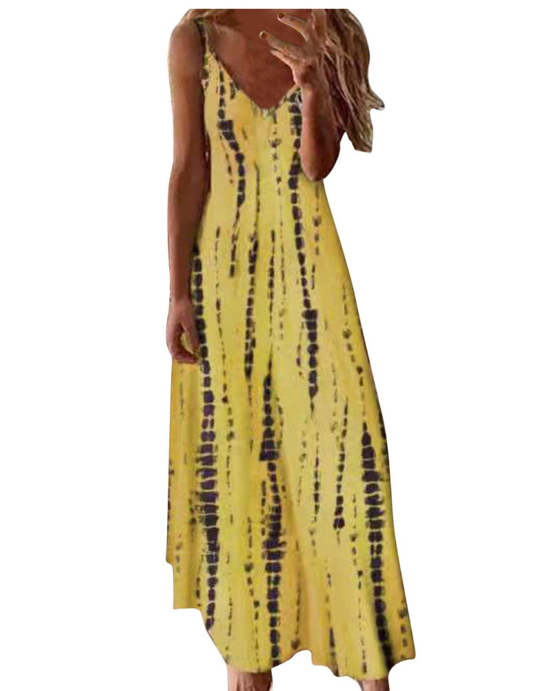 Aurélia Vestito Maxi Donna – Boho květinové, výstřih do V a oversize letní áčková sukně