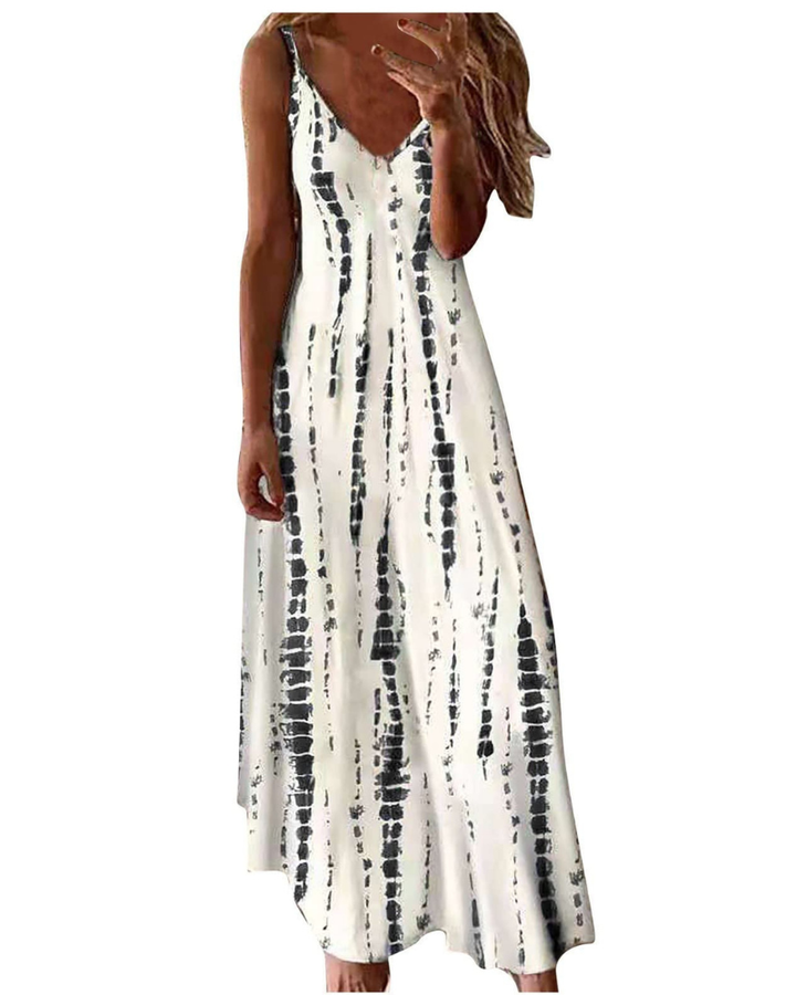 Aurélia Vestito Maxi Donna – Boho květinové, výstřih do V a oversize letní áčková sukně