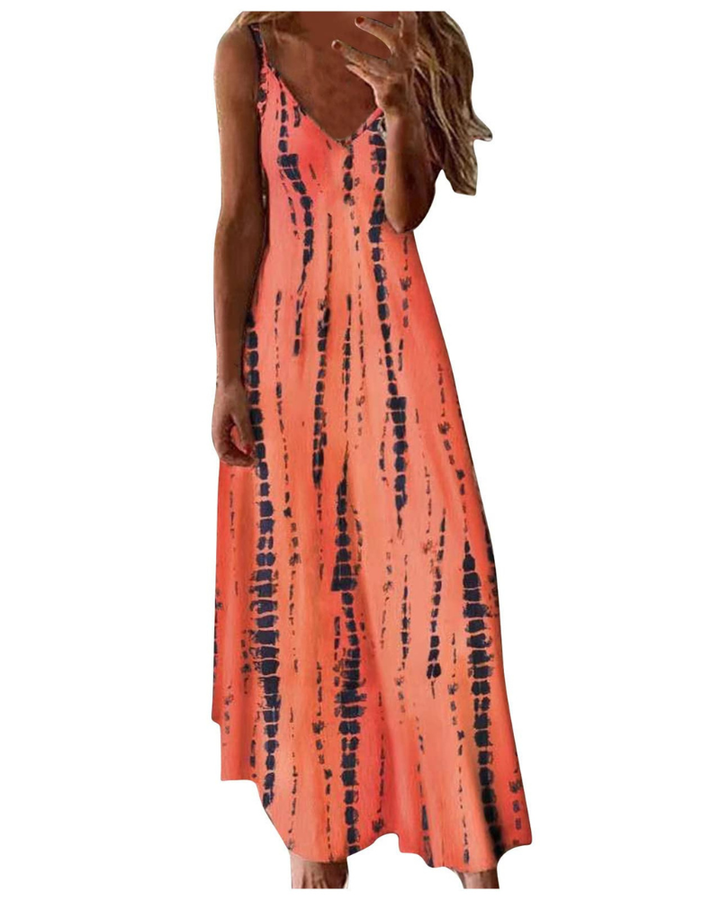 Aurélia Vestito Maxi Donna – Boho květinové, výstřih do V a oversize letní áčková sukně