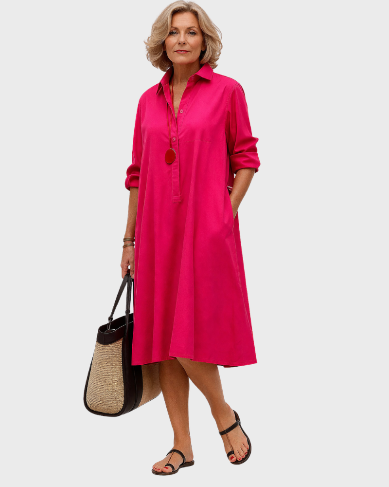 Leonie Midi šaty pro ženy – Elegantní, plynulý střih a nadčasový rafinovaný styl