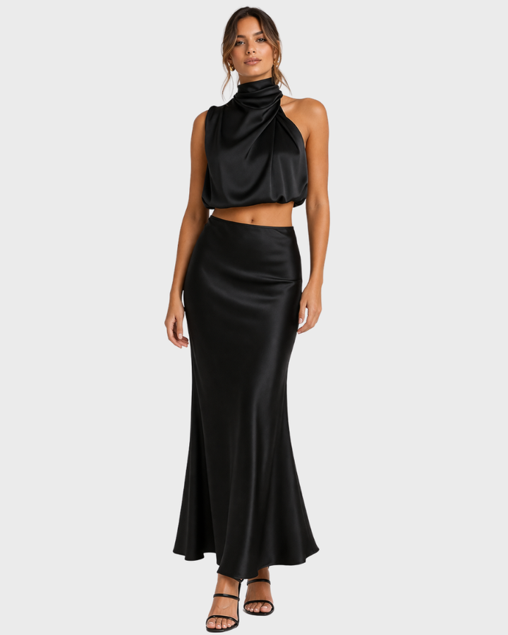 Esther Completo Damă – Top Elegant & Fustă Satinată, Set Rafinat pentru Ceremonie