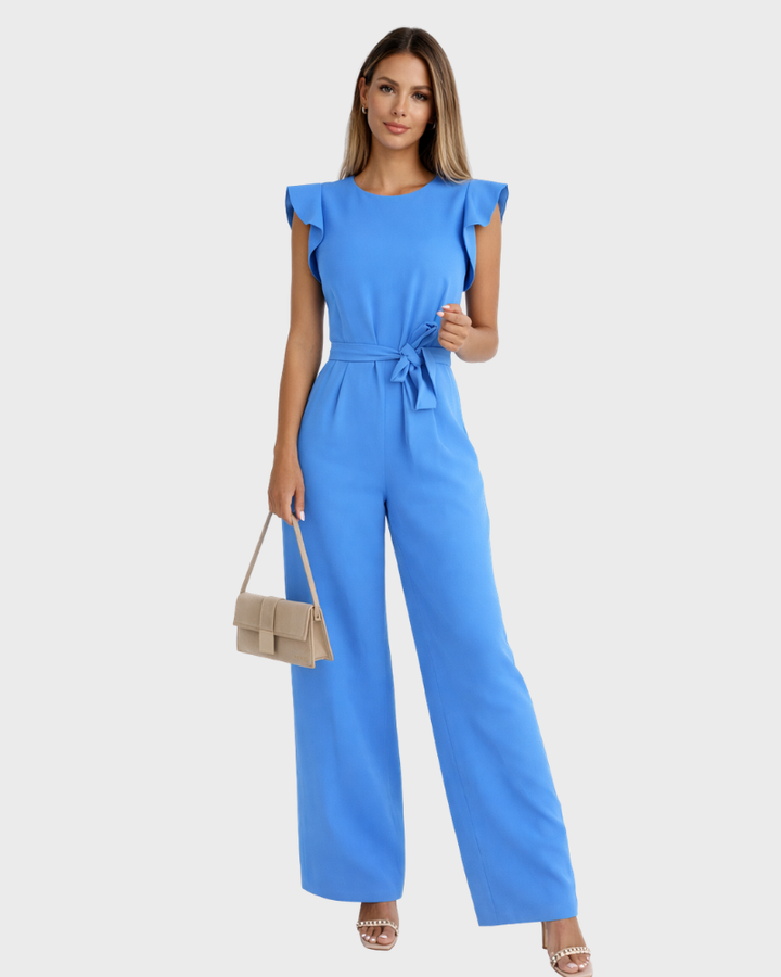 Maya Salopetă Damă Elegantă – Salopetă cu Pantaloni Largi, Volane și Centură Reglabilă
