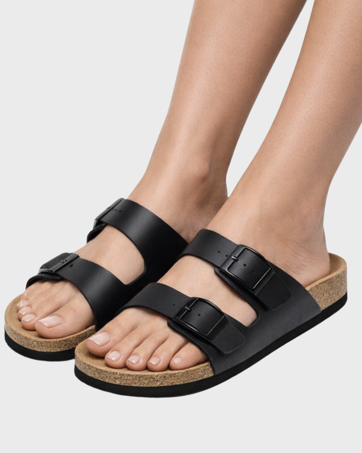 Violet Sandal Dame Arizona – Tøfler med Dobbelt Rem og Komfortsål