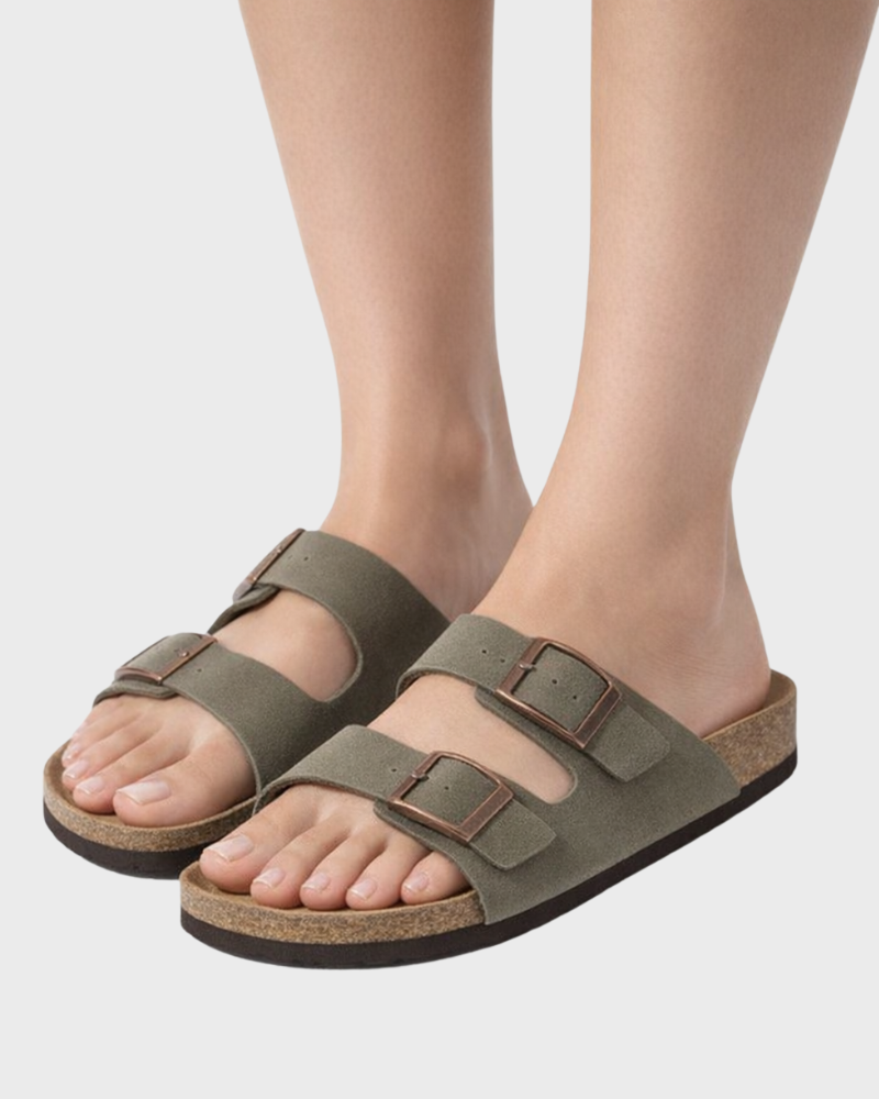 Violet Sandal Dame Arizona – Tøfler med Dobbelt Rem og Komfortsål