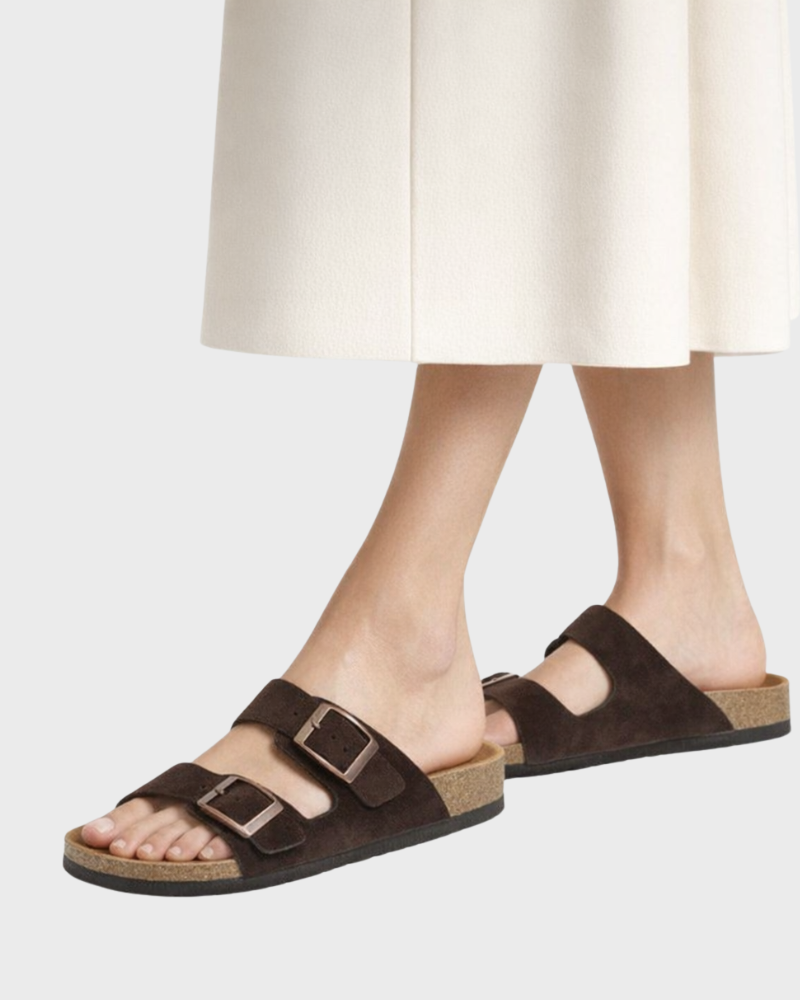Violet Sandal Dame Arizona – Tøfler med Dobbelt Rem og Komfortsål