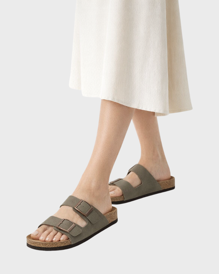 Violet Sandal Dame Arizona – Tøfler med Dobbelt Rem og Komfortsål