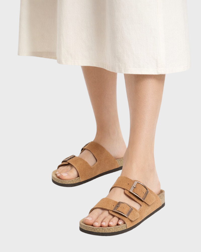 Violet Sandal Dame Arizona – Tøfler med Dobbelt Rem og Komfortsål