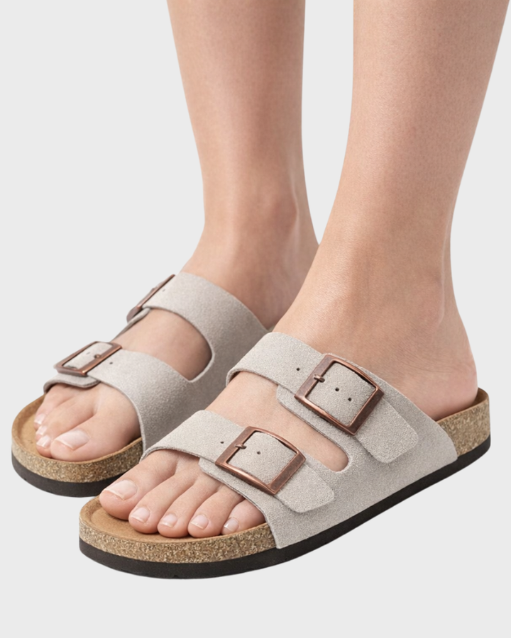 Violet Sandal Dame Arizona – Tøfler med Dobbelt Rem og Komfortsål
