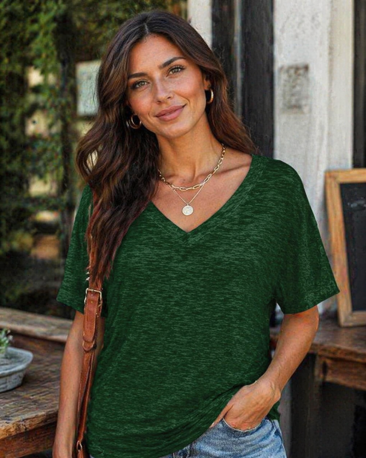 Venya Top Donna – Scollo a V, Maniche Dolman & T-Shirt Casual con Drappeggio Laterale