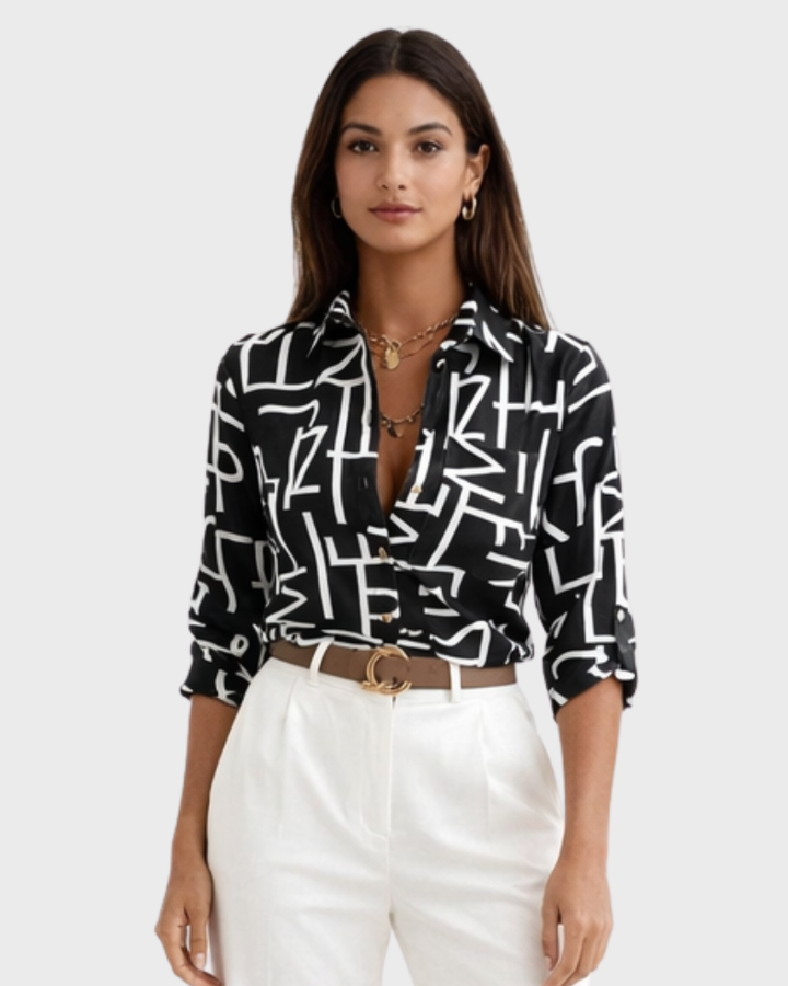 Emilia Blusa Donna Elegante – Camicetta con Stampa Moderna e Vestibilità Fluida
