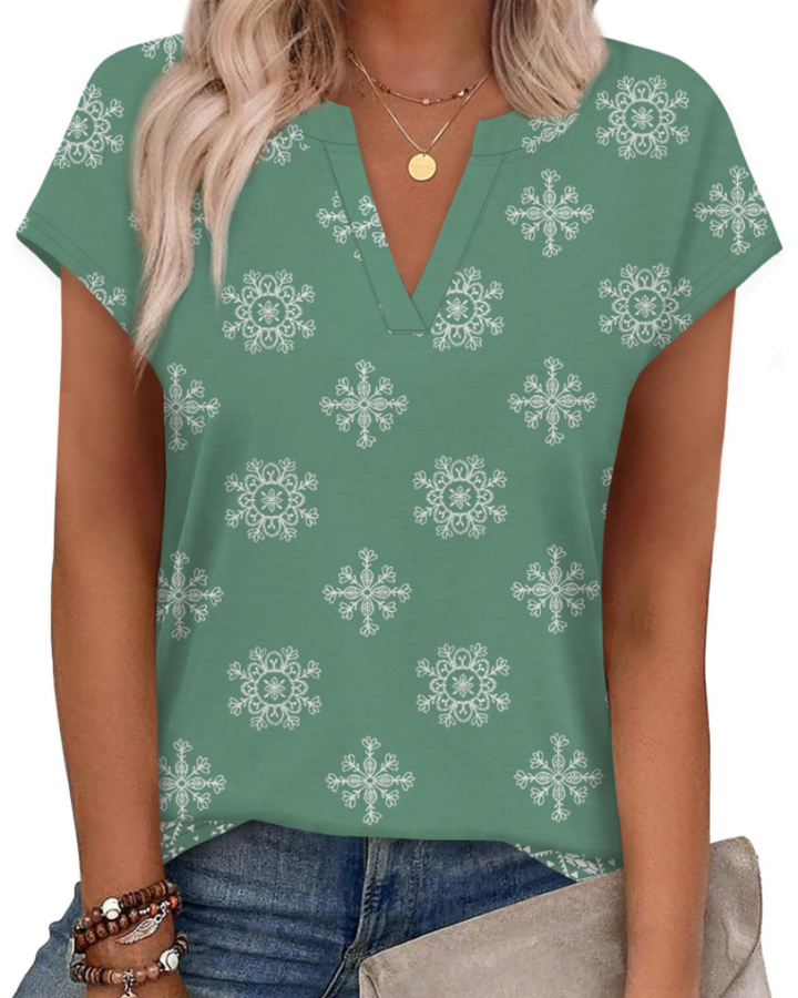 Zania T-Shirt Donna – Scollo a V Intagliato, Maniche Cap & Top Casual Elegante Loose Fit