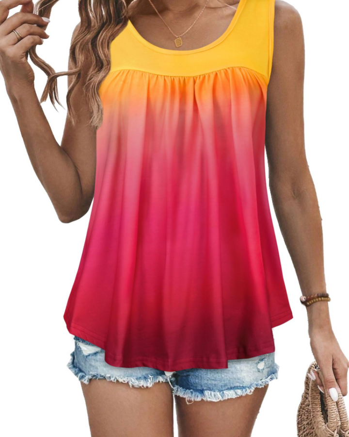 Elaya Canotta Donna – Girocollo Plissettato, Tunica Loose Fit & Top Estivo Flowy