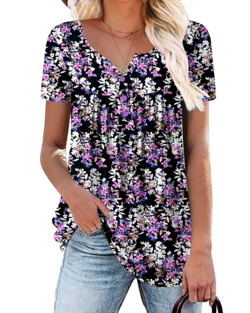 Yelina Tunica Donna – Scollo a V, Dettagli Plissettati & Top Casual Loose Fit