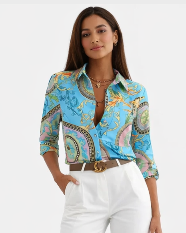 Emilia Blusa Donna Elegante – Camicetta con Stampa Moderna e Vestibilità Fluida
