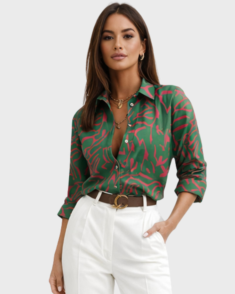 Emilia Blusa Donna Elegante – Camicetta con Stampa Moderna e Vestibilità Fluida
