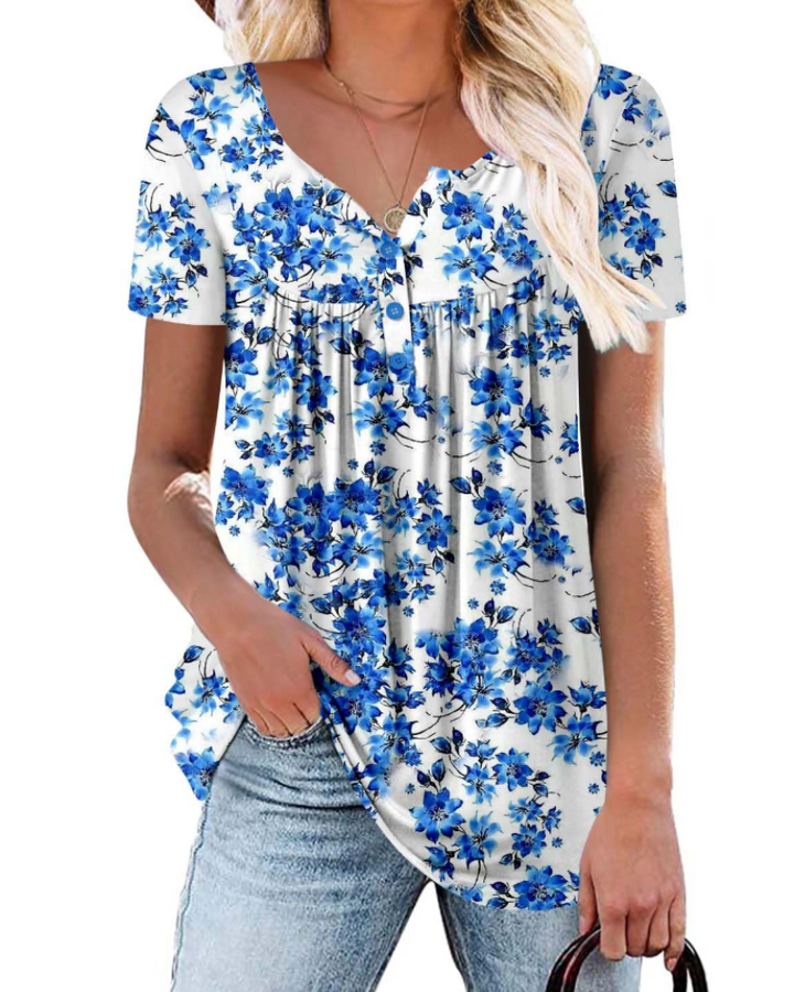 Yelina Tunica Donna – Scollo a V, Dettagli Plissettati & Top Casual Loose Fit