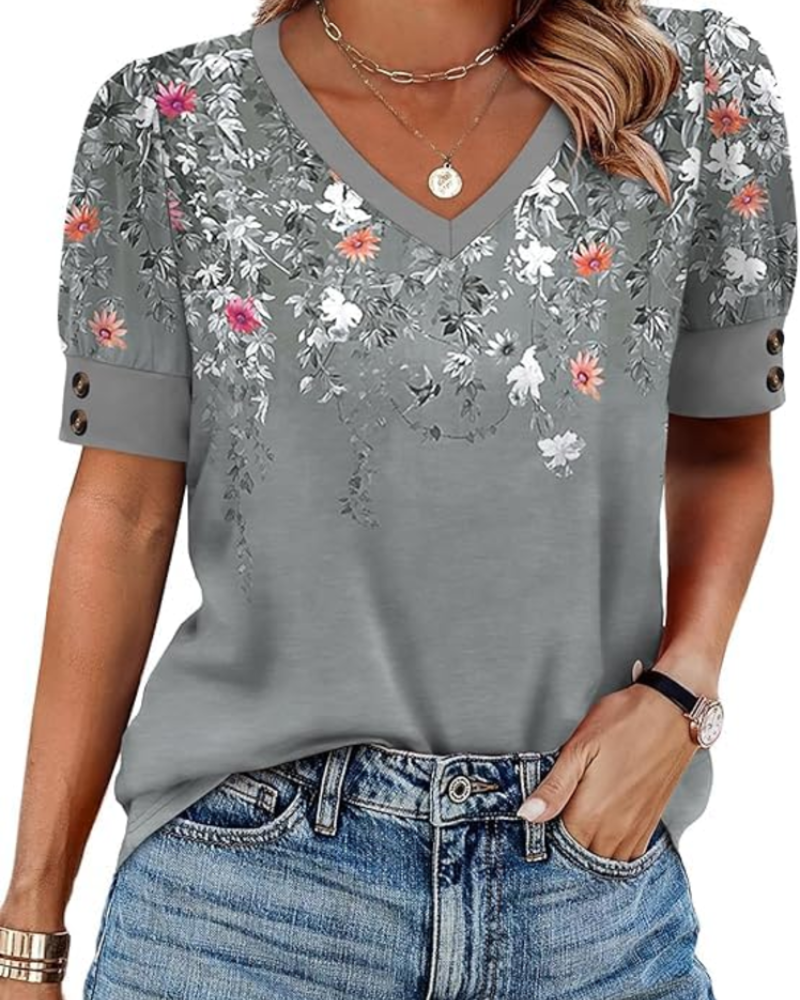 Ilora Dámská Halenka – Výstřih do V, Volný Střih & Elegantní Casual Top pro Kancelář a Volný Čas
