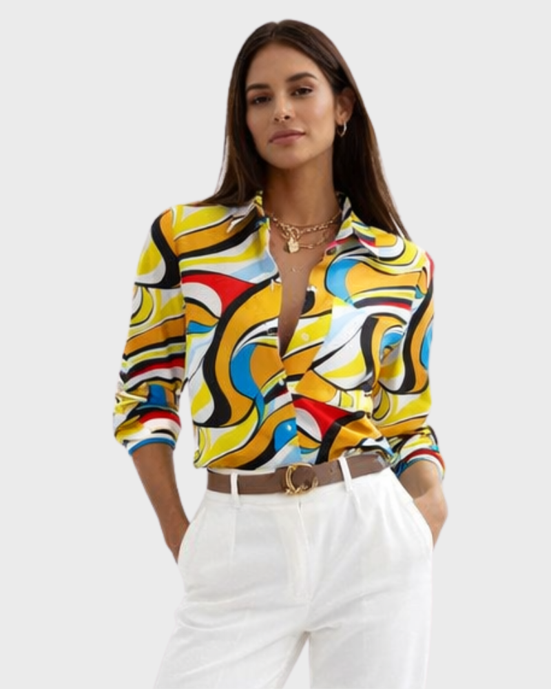 Emilia Blusa Donna Elegante – Camicetta con Stampa Moderna e Vestibilità Fluida