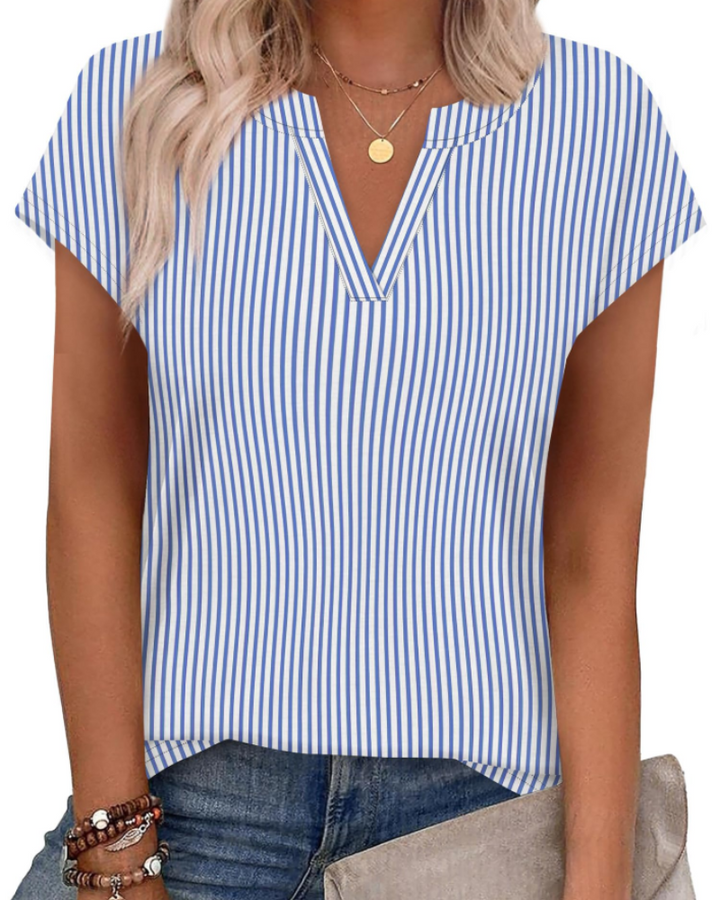 Zania T-Shirt Donna – Scollo a V Intagliato, Maniche Cap & Top Casual Elegante Loose Fit