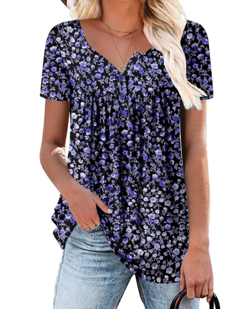 Yelina Tunica Donna – Scollo a V, Dettagli Plissettati & Top Casual Loose Fit
