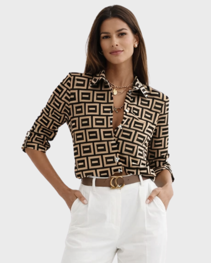 Emilia Blusa Donna Elegante – Camicetta con Stampa Moderna e Vestibilità Fluida