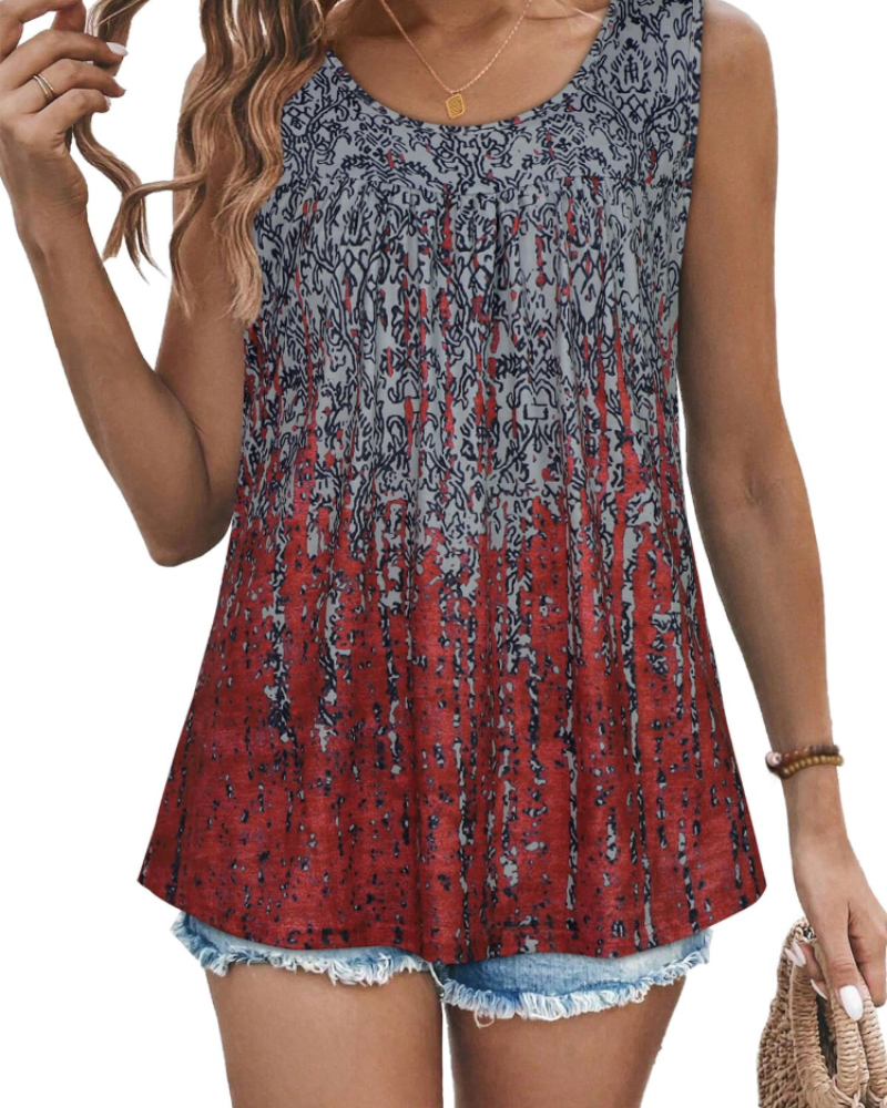 Elaya Canotta Donna – Girocollo Plissettato, Tunica Loose Fit & Top Estivo Flowy