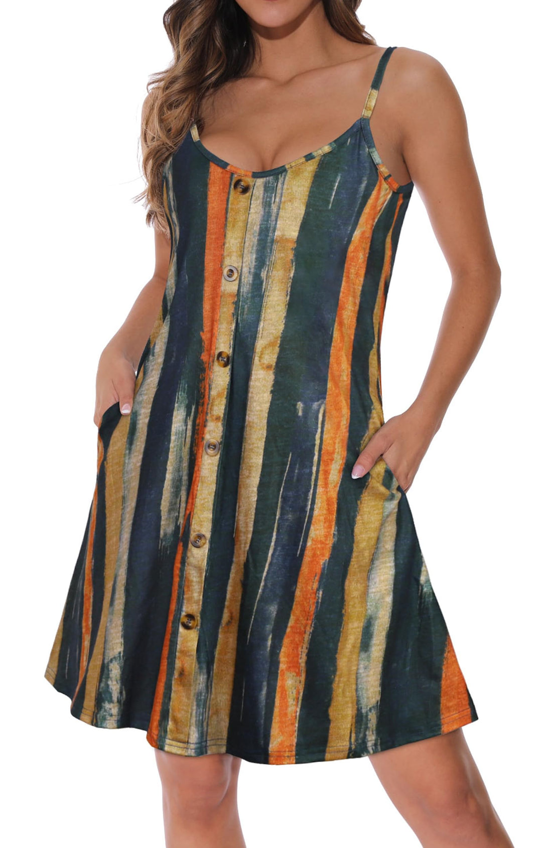 Veloura Vestito Estivo Donna – Spalline Sottili Regolabili, Scollo a V & Tasche Casual