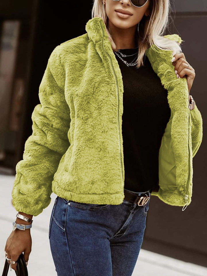 Heidi Donna Teddy Bomber – Μπουφάν από απαλό φλις με φερμουάρ και μοντέρνο ψηλό γιακά