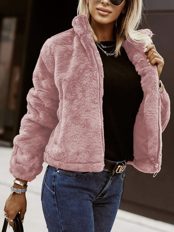 Heidi Donna Teddy Bomber – Μπουφάν από απαλό φλις με φερμουάρ και μοντέρνο ψηλό γιακά