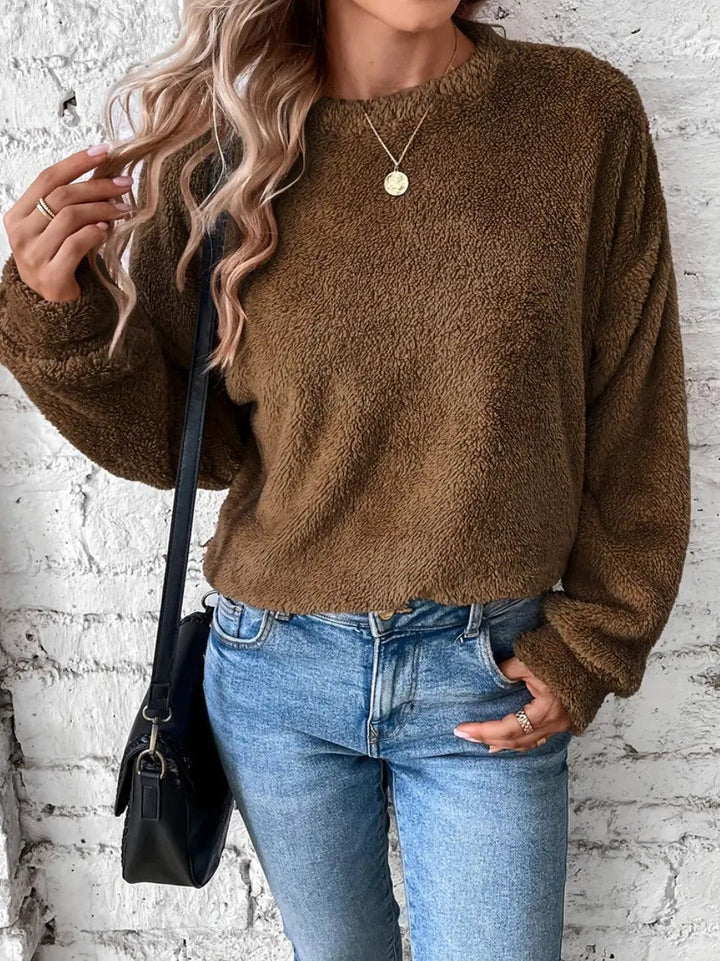 Vivian Maglione Fleece Donna – Pullover Morbido e Caldo con Vestibilità Ampia e Stile Casual