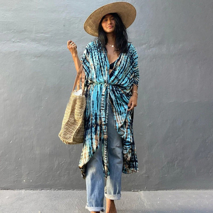 Copri kimono cu imprimeu tie-dye pentru femei