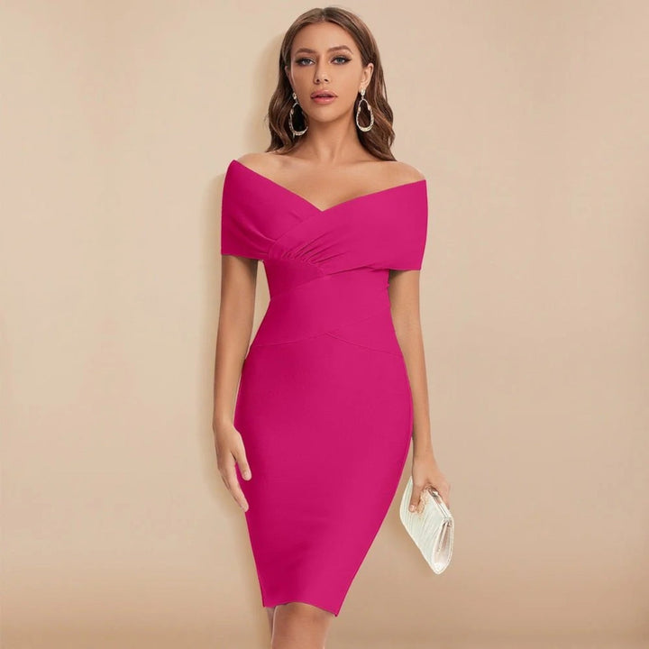 Rochie elegantă mulată cu mâneci scurte pentru femei | Midi