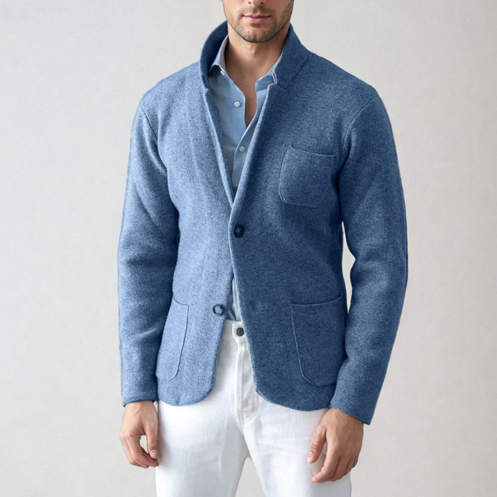 Sacou tricotat Luke pentru bărbați, croială slim fit – jachetă elegantă din tricot cu închidere cu doi nasturi