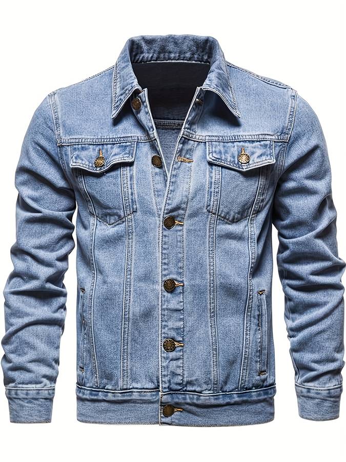 Bodhi Pánská džínová bunda – Slim Fit džínová bunda s elastanem a zapínáním na knoflíky