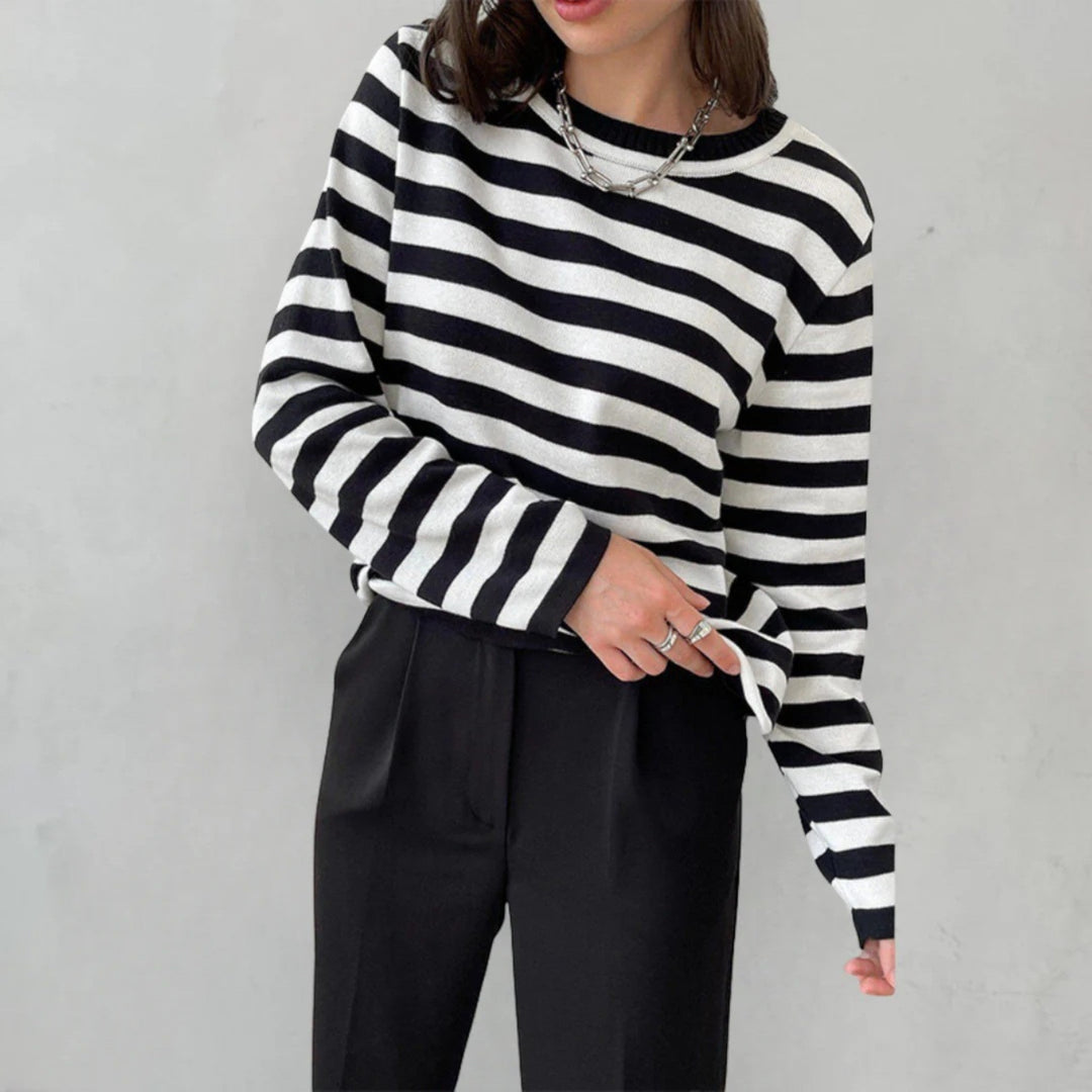 Aurora | Tricou clasic cu dungi și mâneci lungi pentru femei
