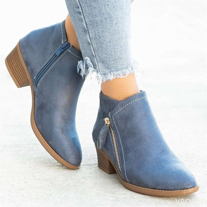 Damen Leder Stiefeletten | Reißverschluss Detail