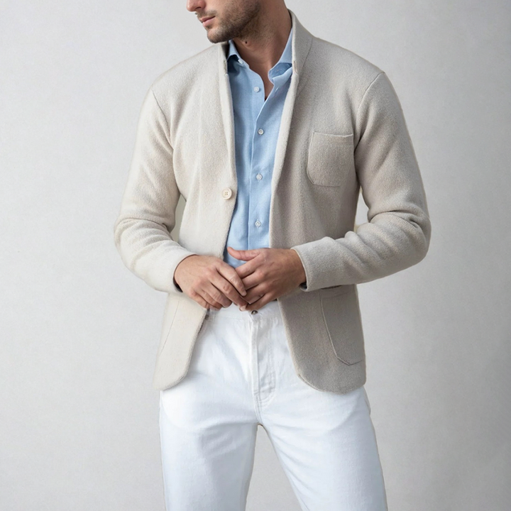 Sacou tricotat Luke pentru bărbați, croială slim fit – jachetă elegantă din tricot cu închidere cu doi nasturi