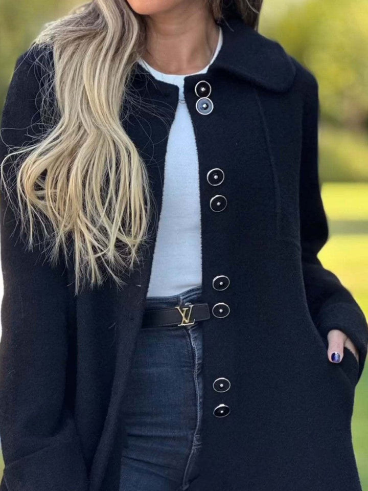 Harper Cappotto Donna Elegante – Giacca Classica in Misto Lana con Chiusura a Bottoni