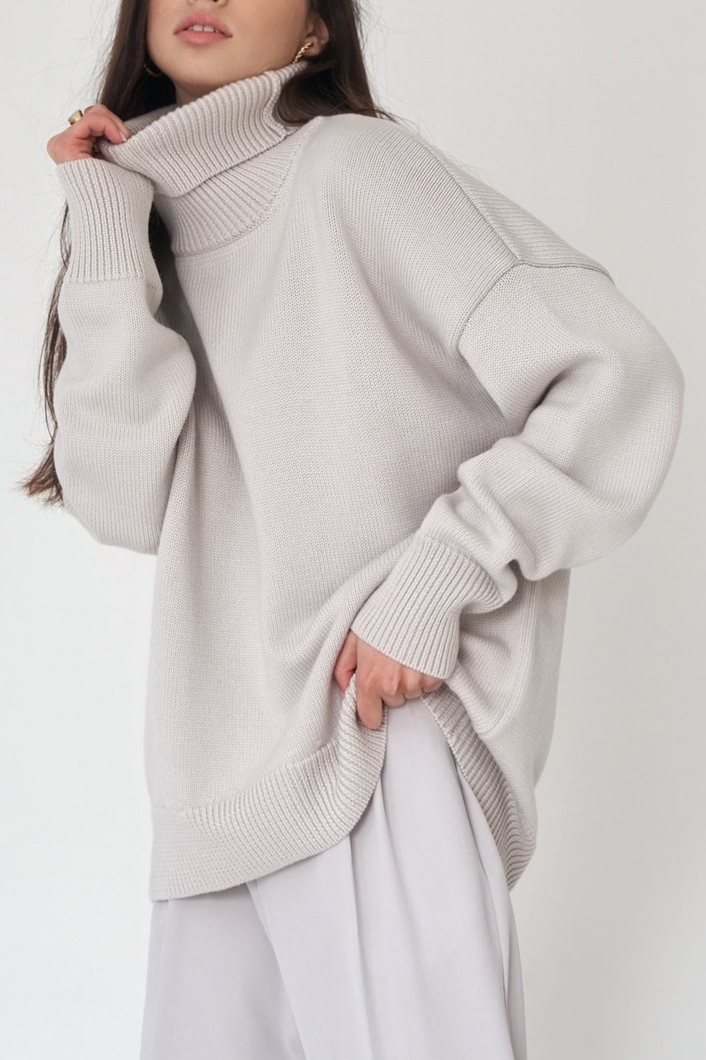 Marian Maglione Donna Oversize a Collo Alto – Pullover Invernale Morbido Vestibilità Relax