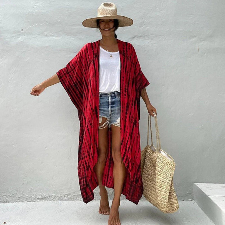 Copri kimono cu imprimeu tie-dye pentru femei