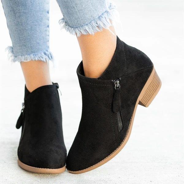 Damen Leder Stiefeletten | Reißverschluss Detail