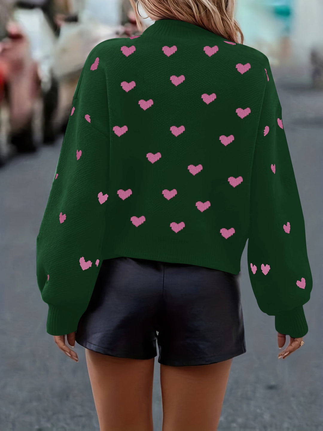 Chloey Maglione Donna con Cuori – Pullover Morbido Girocollo a Maniche Lunghe Casual Chic