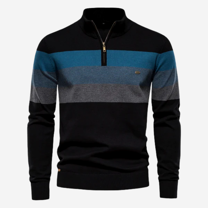 Philipo Pull Homme à Rayures en Polycoton – Confort Premium & Style Casual Élégant