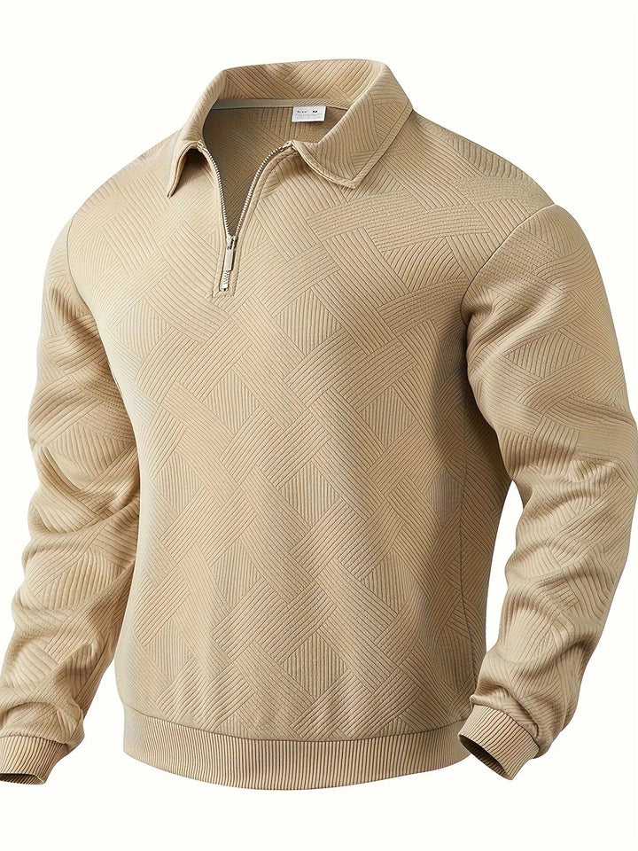 Mark Maglione Uomo Half Zip – Pulover modern cu model geometric și guler clasic