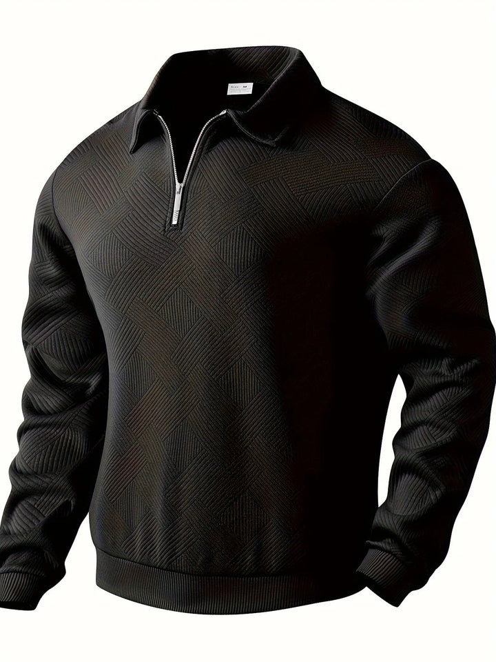 Mark Maglione Uomo Half Zip – Pulover modern cu model geometric și guler clasic