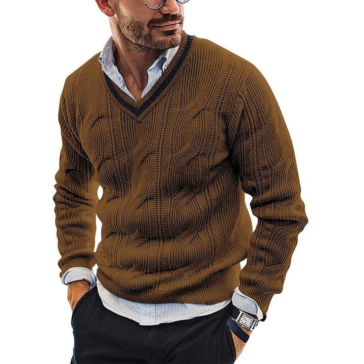 Zorion Maglione Uomo con Scollo a V – Pullover in Maglia Fine Elegante per Ufficio e Casual